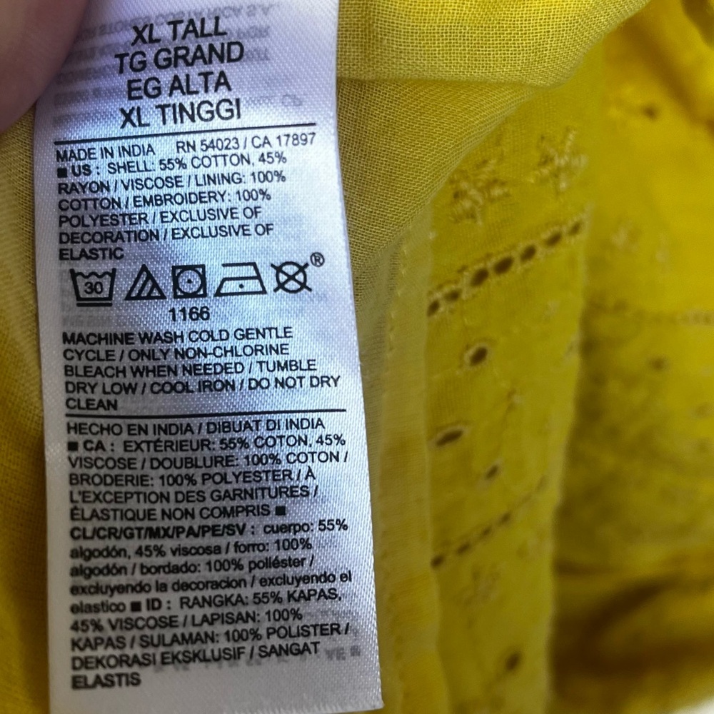 Old Navy Mustard Yellow Eyelet Smocked Shift Dress Size XL Tall - Picture 5 of 7